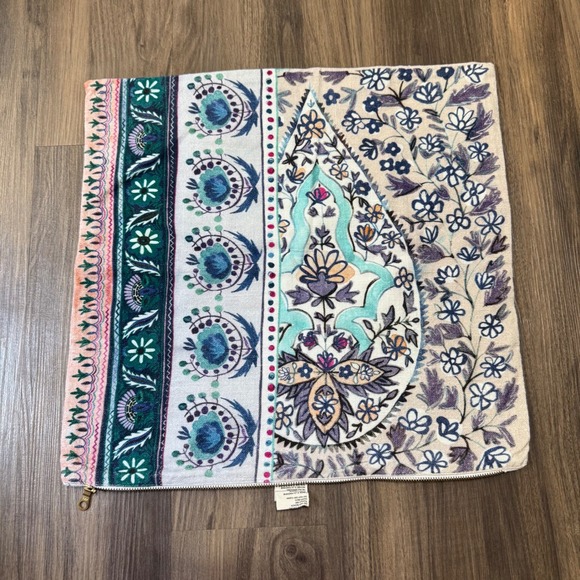 Anthropologie Meze Throw Pillow Cover Set Blue Purple Teal Paisley Floral - Picture 6 of 10